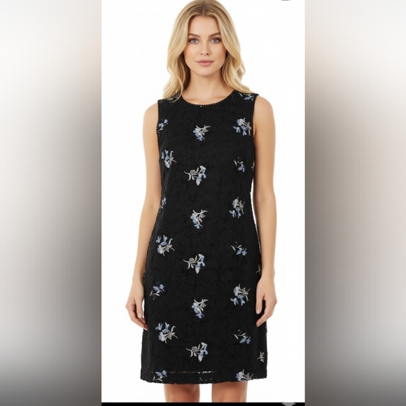 Ann Taylor Dresses & Skirts - Ann Taylor Black Jacquard Floral Motif   Dress Size 6